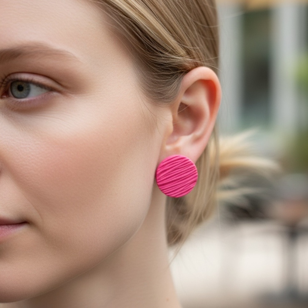 Clover, 3 Pair Pink Circle Stud Earrings, NWT